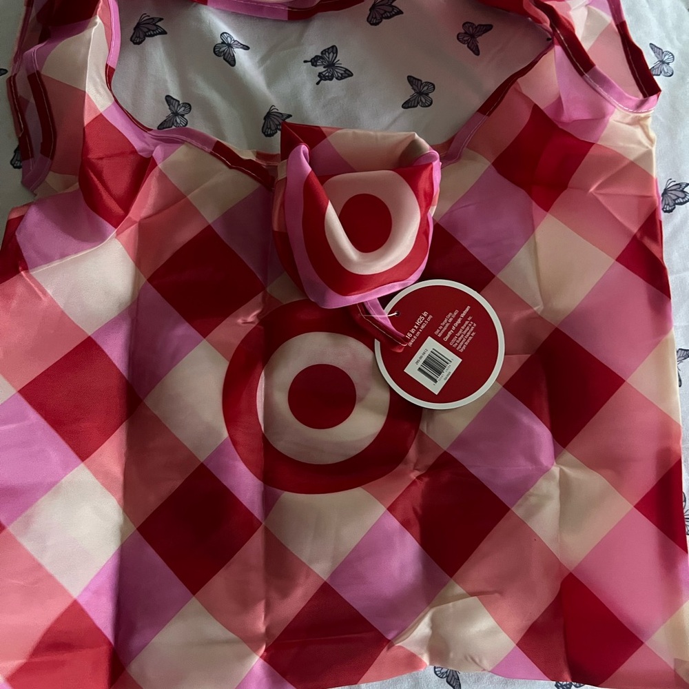 Target Red and Pink Checkered Tote Bag